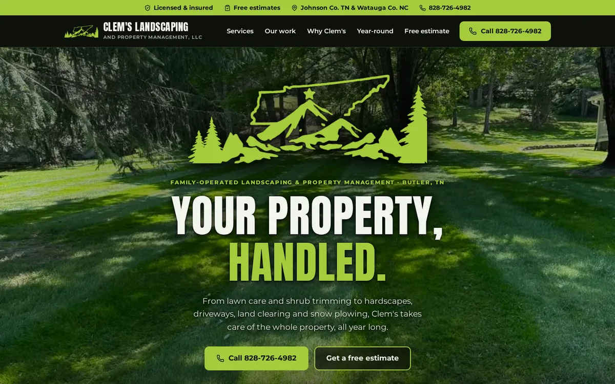 Clem’s Landscaping website designed by GreaterLink