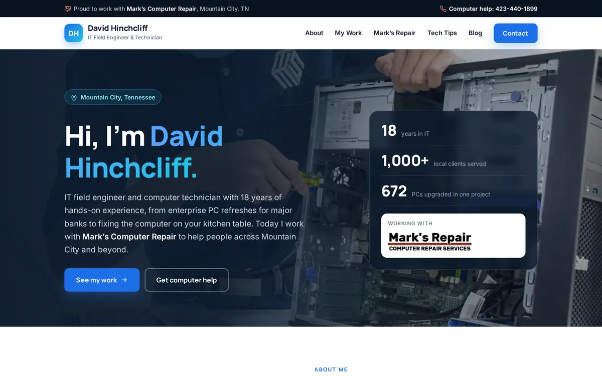 David Hinchcliff website designed by GreaterLink