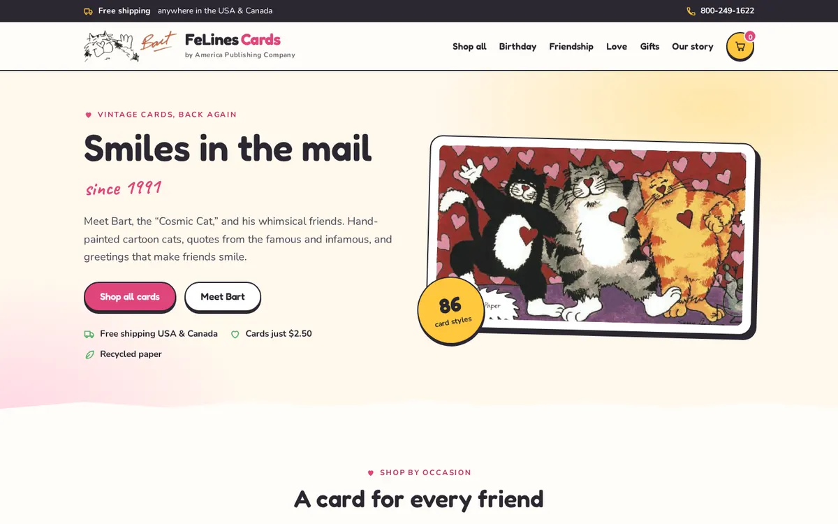 FeLines Cards website designed by GreaterLink