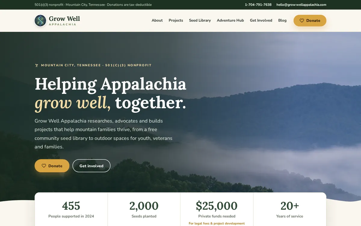 Grow Well Appalachia website designed by GreaterLink