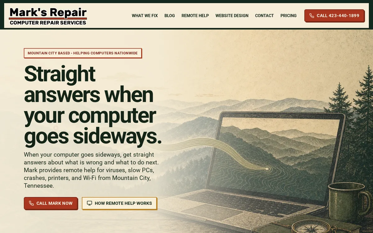 Mark’s Computer Repair website designed by GreaterLink