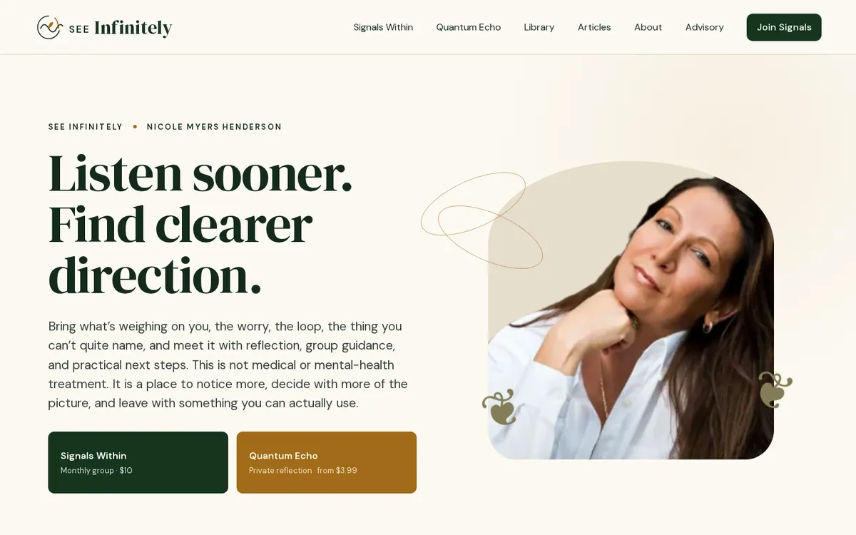 SEE Infinitely website designed by GreaterLink