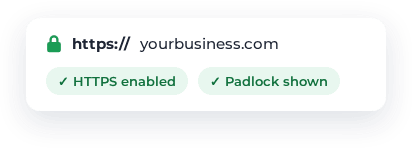 Website secured with HTTPS and a padlock